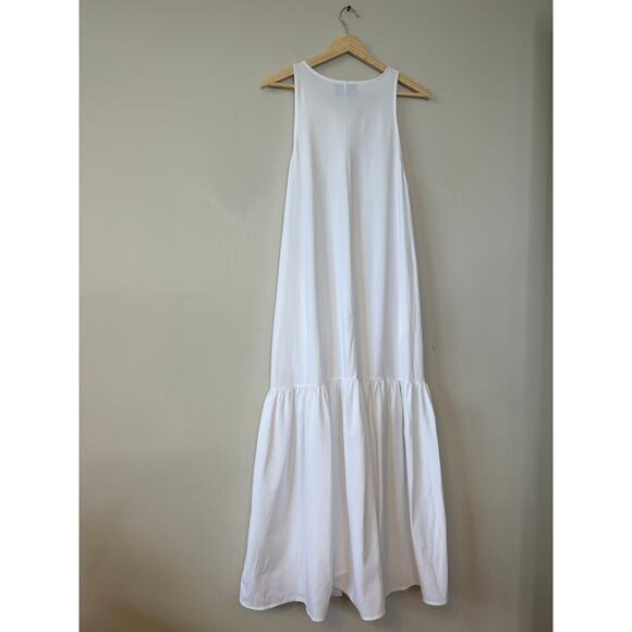 NWT Ona Livingston Flouncy Hem Flowy Casual White Sleeveless Midi Dress Sz: Med - Picture 7 of 9